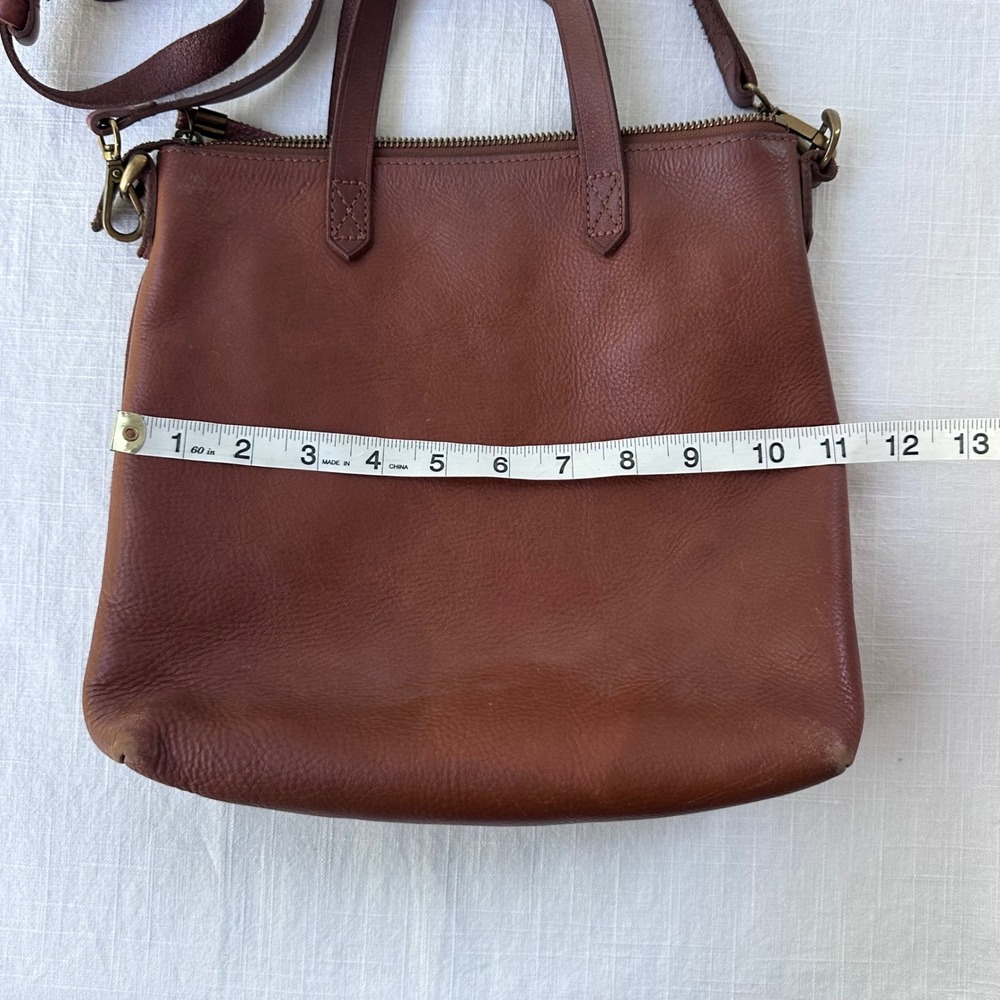 Madewell Zip Top Transport Crossbody Tote Bag English Saddle Brown Leather Small - Picture 3 of 7